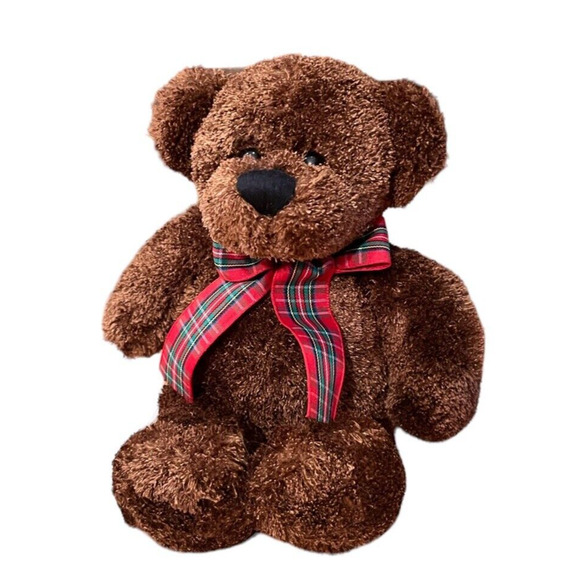 Carson Pirie Scott Plush Stuffed Bear 9.5" Teddy Bear w/ Plaid Bow - Picture 1 of 5
